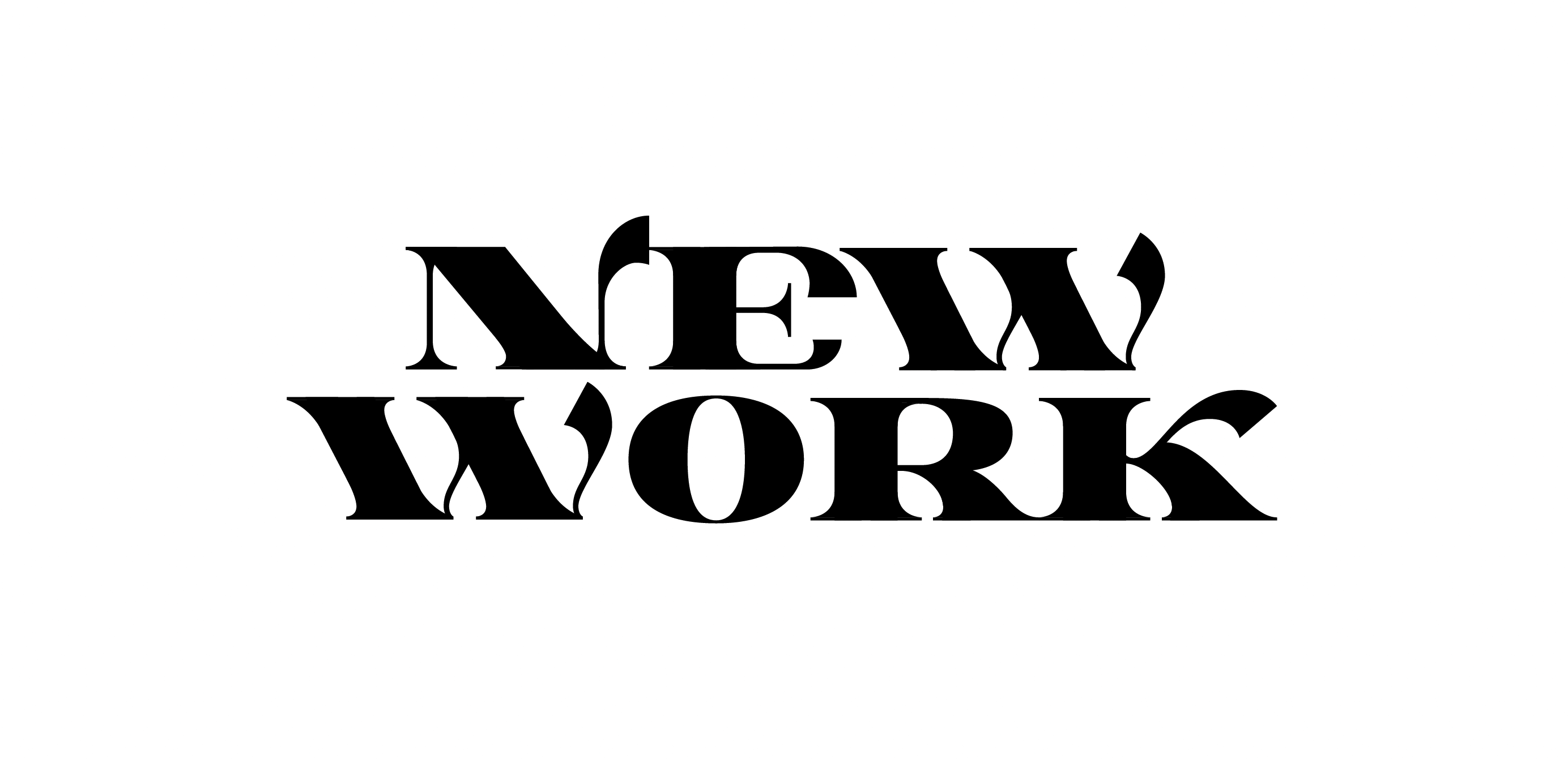 Ein Schriftzug (schwarz auf weiß) mit dem englischen Wortlaut: “New Work” (Neue Arbeitswelt).